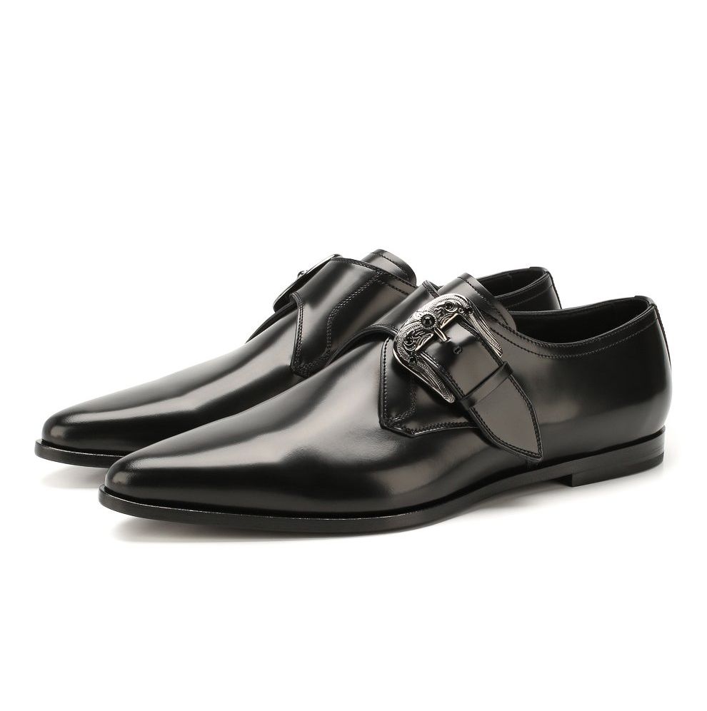 Dolce & Gabbana Sleek Calfskin Leather Shoes with Buckle