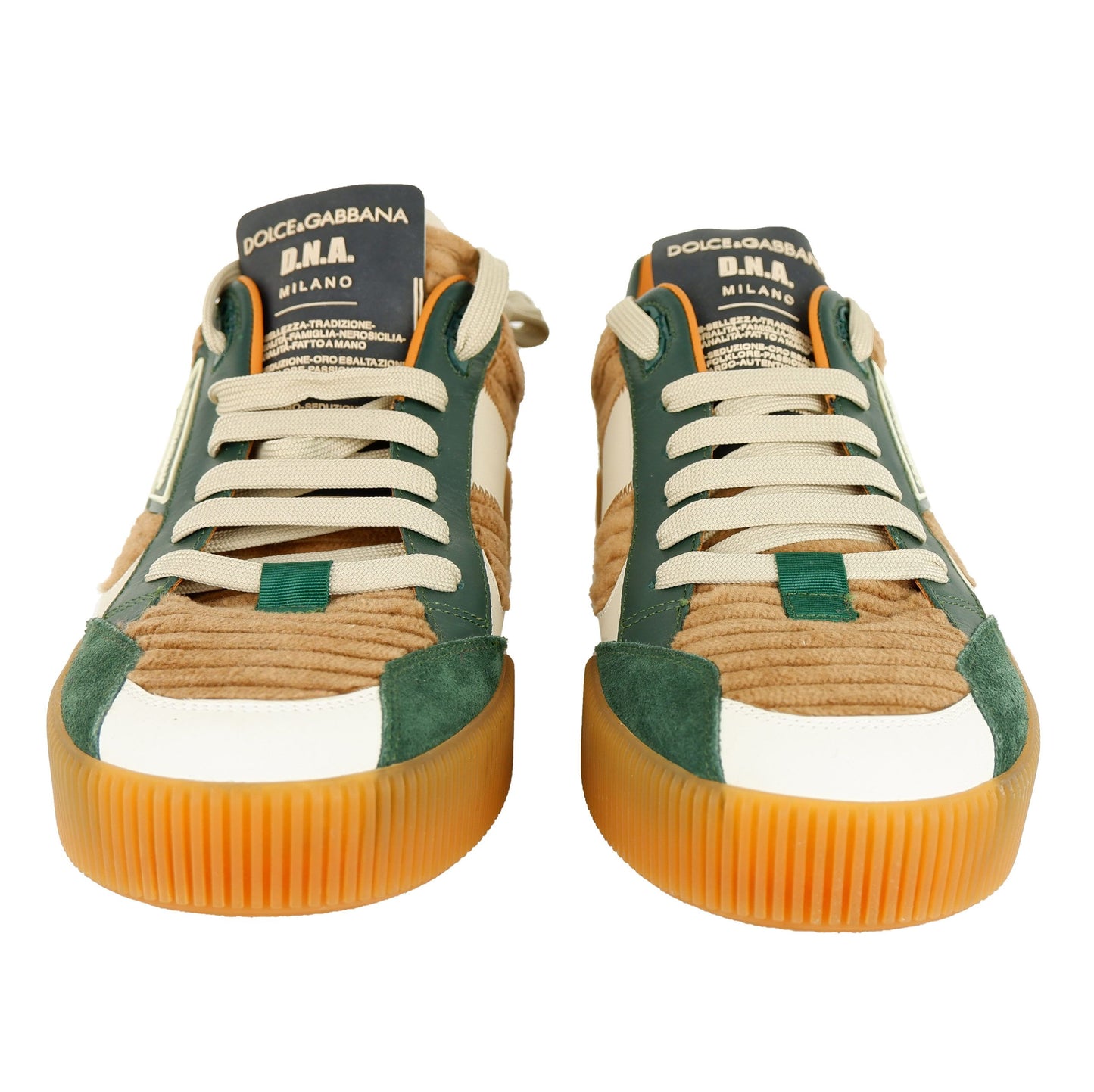 Dolce & Gabbana Luxe Green & White Calfskin Sneakers