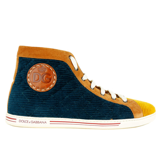 Dolce & Gabbana Emerald Velvet High-Top Sneakers