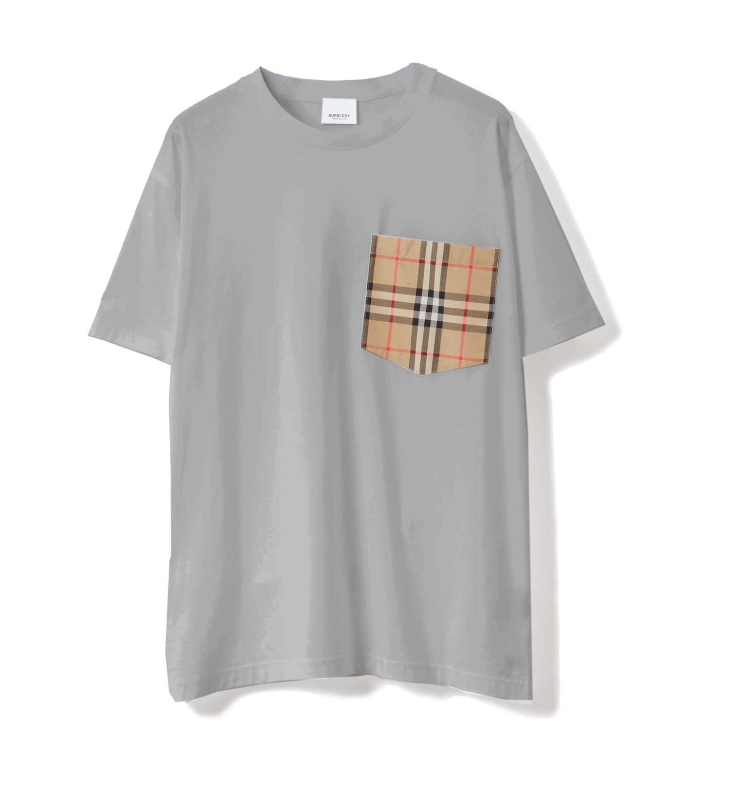 Burberry Oversized Chest Pocket Cotton Tee - Gray