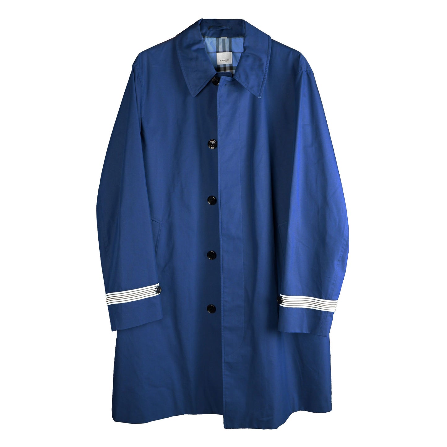 Burberry Elegant Men's Blue Cotton-Blend Trench Coat