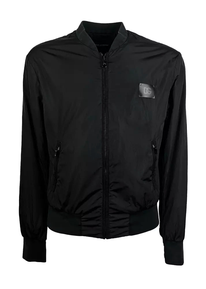 Dolce & Gabbana Elegant Black Bomber Jacket with Zipper Pockets