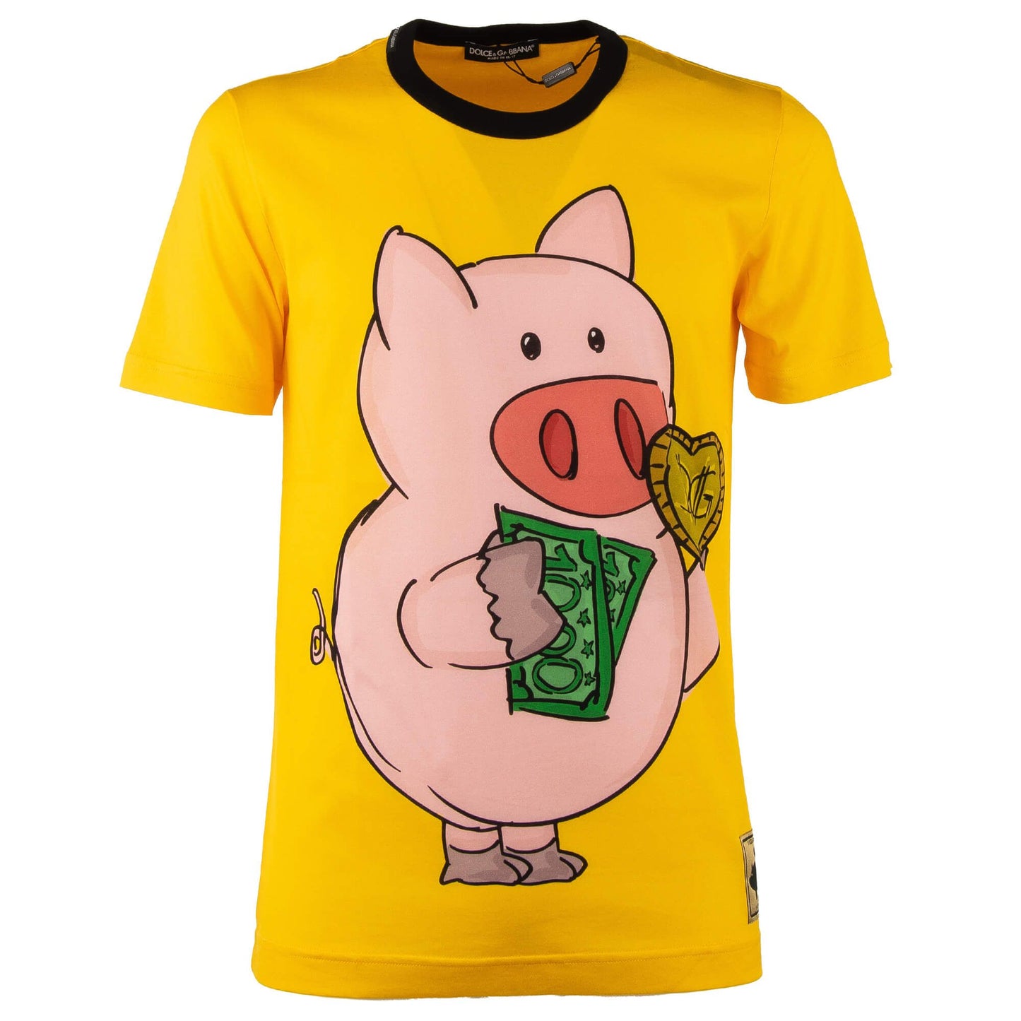 Dolce & Gabbana Italian Cotton DG PIG Tee - Vibrant Yellow