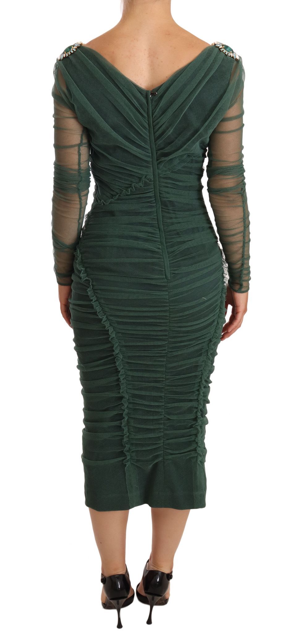 Dolce & Gabbana Emerald Elegance Bodycon Midi Dress