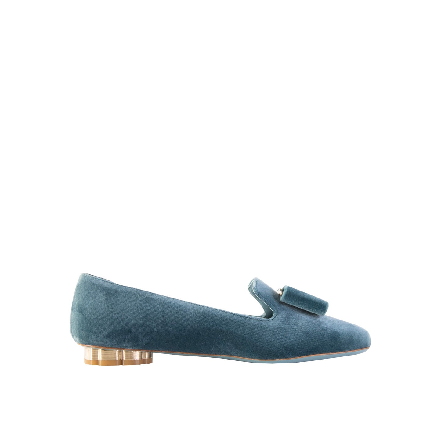 Salvatore Ferragamo Elegant Velvet Blue Ballerinas