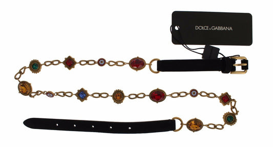 Dolce & Gabbana Black Suede Crystal Waist Belt