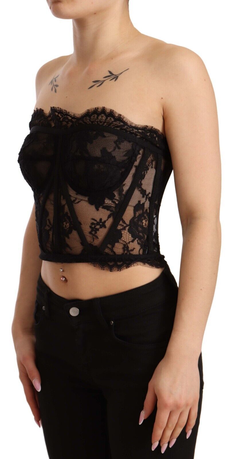 Dolce & Gabbana Elegant Black Cotton Blend Corset Top