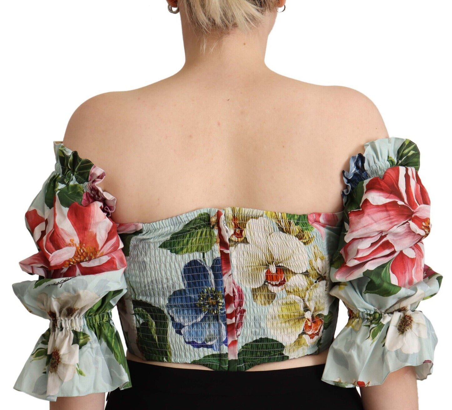 Dolce & Gabbana Chic Floral Open-Shoulder Crop Top