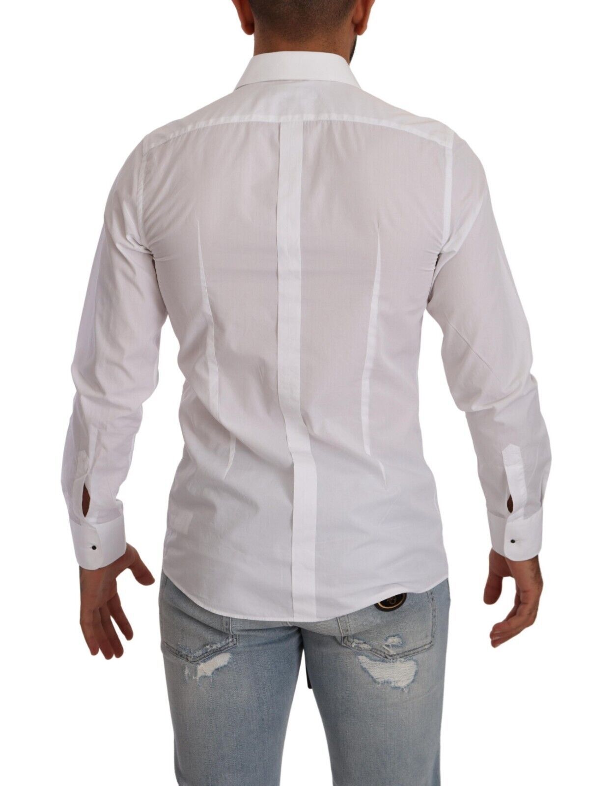 Dolce & Gabbana Elegant White Cotton Poplin Slim Fit Shirt