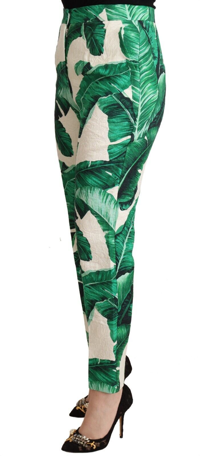 Dolce & Gabbana Elegant High Waist Leaf Print Trousers