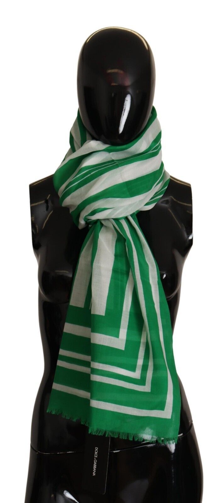 Dolce & Gabbana Elegant Striped Cotton Scarf with Logo Print