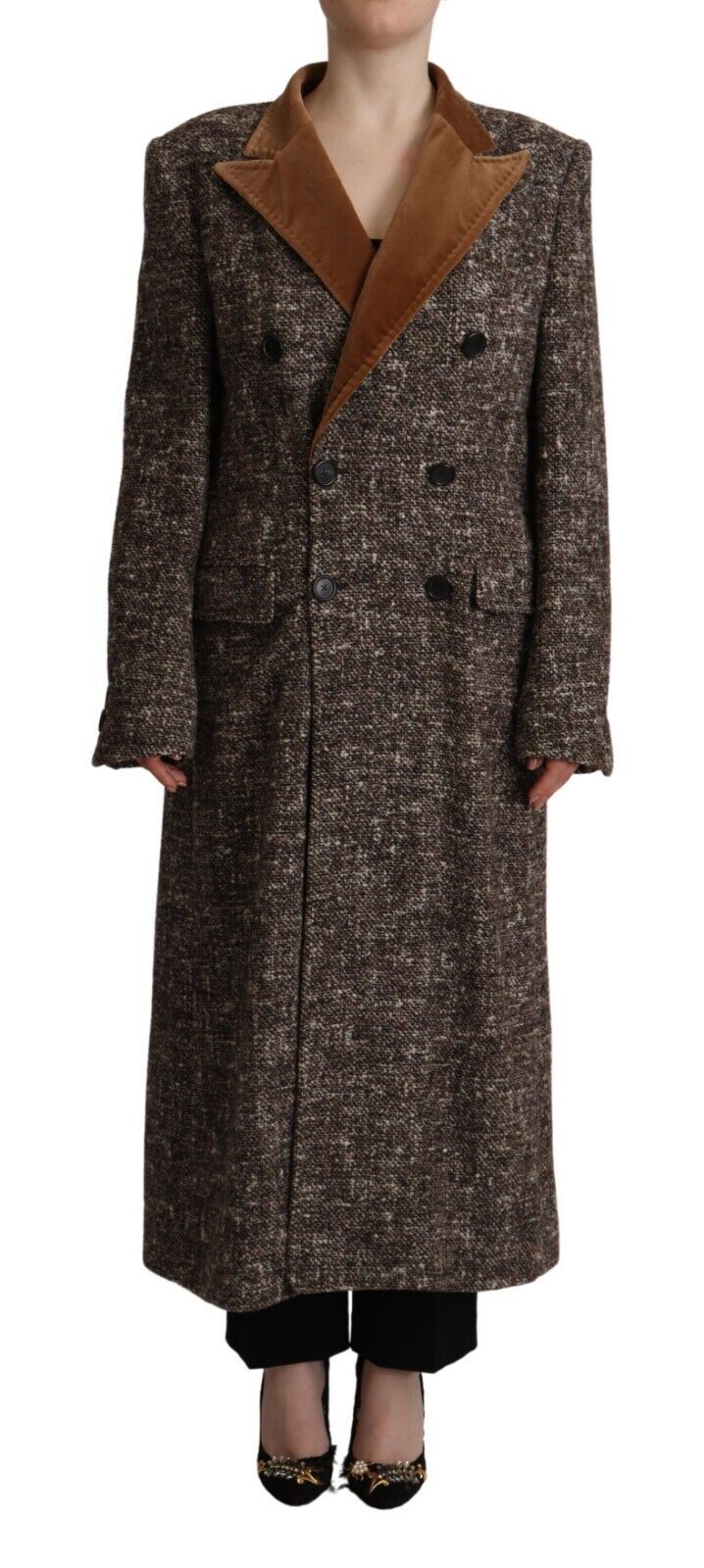 Dolce & Gabbana Brown Wool Double Breasted Trench Coat Jacket