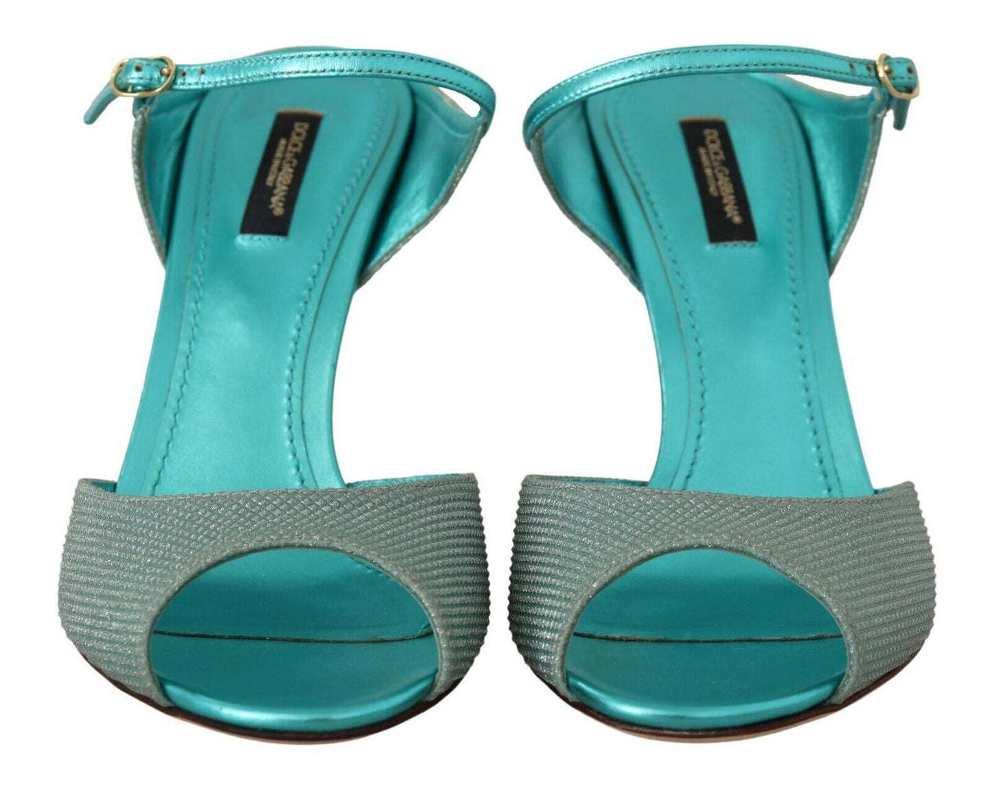 Dolce & Gabbana Aqua Blue Glitter Heels Sandals