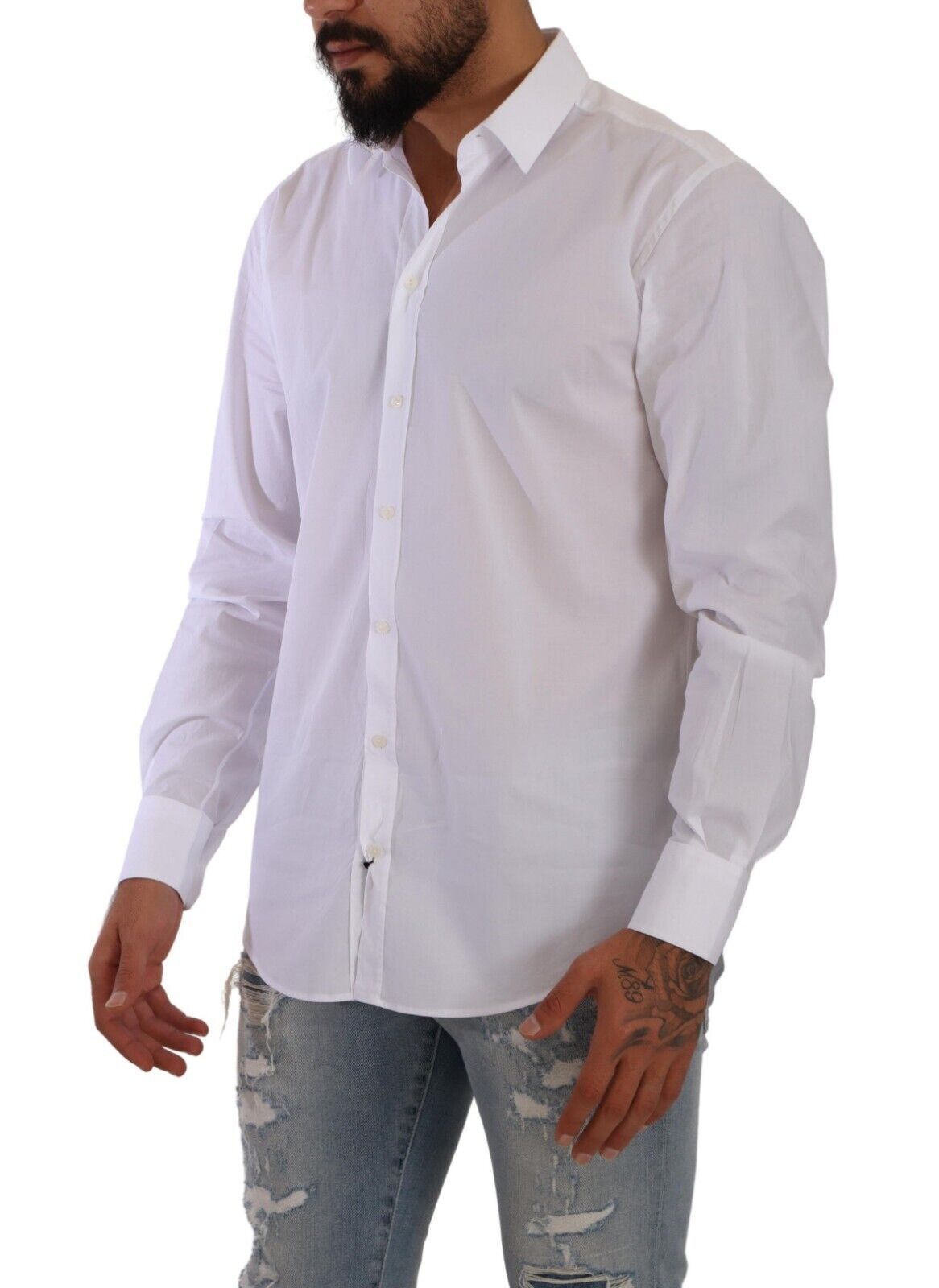 Dolce & Gabbana Elegant White Slim Fit Martini Dress Shirt