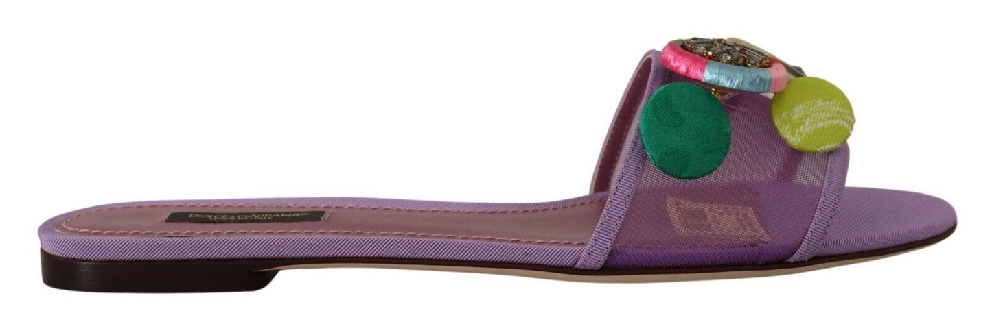 Dolce & Gabbana Elegant Purple Mesh Slide Flats