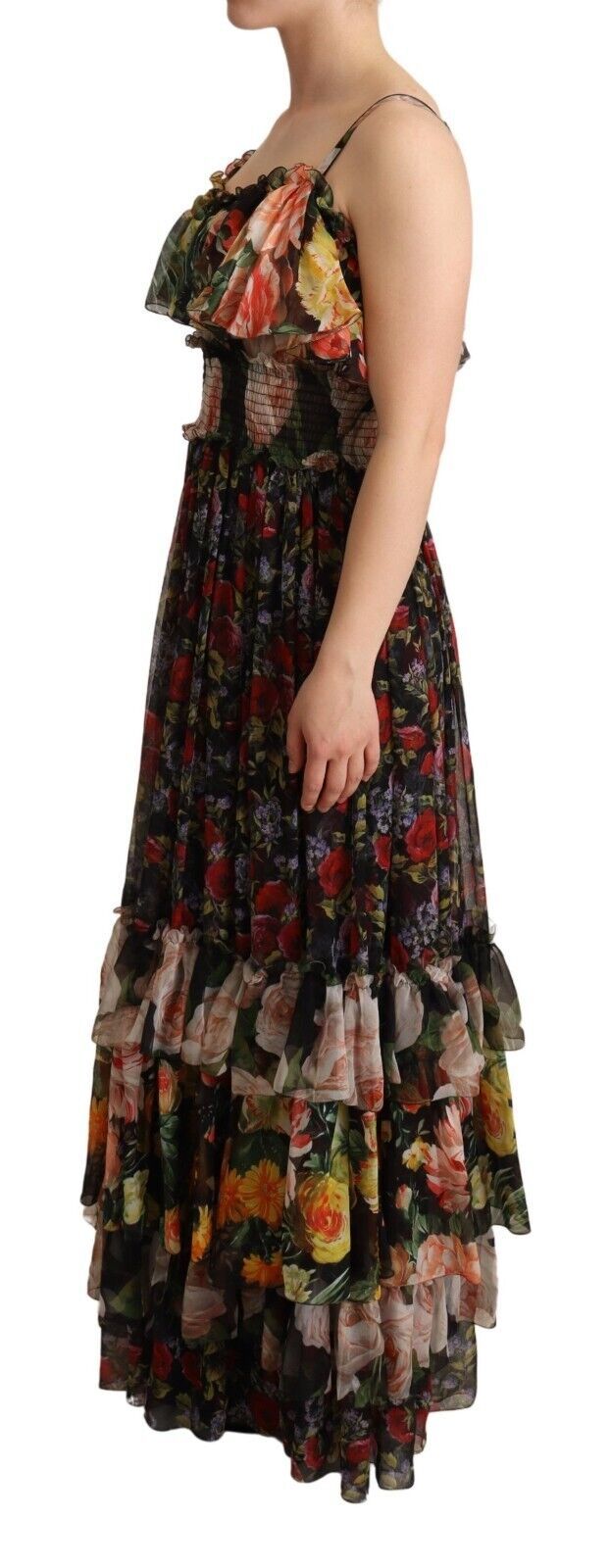 Dolce & Gabbana Exquisite Floral Empire Silk Long Dress