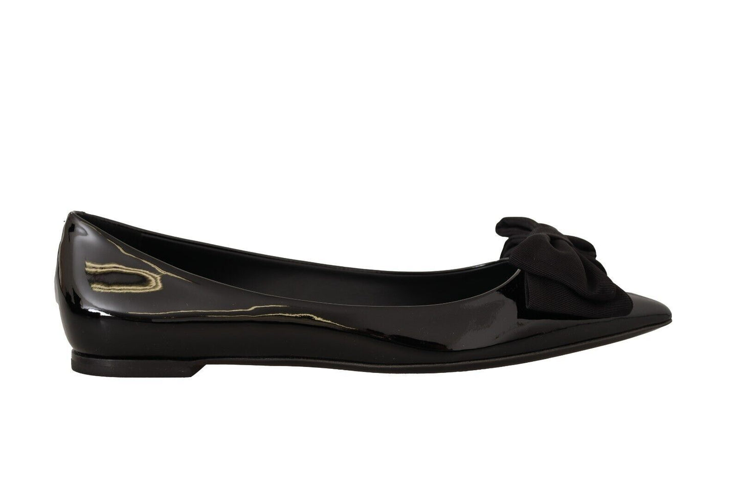 Dolce & Gabbana Elegant Black Leather Ballerina Flats