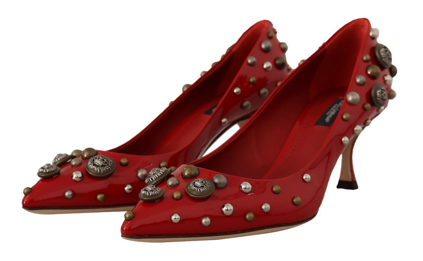 Dolce & Gabbana Radiant Red Patent Leather Pumps with Stud Accents