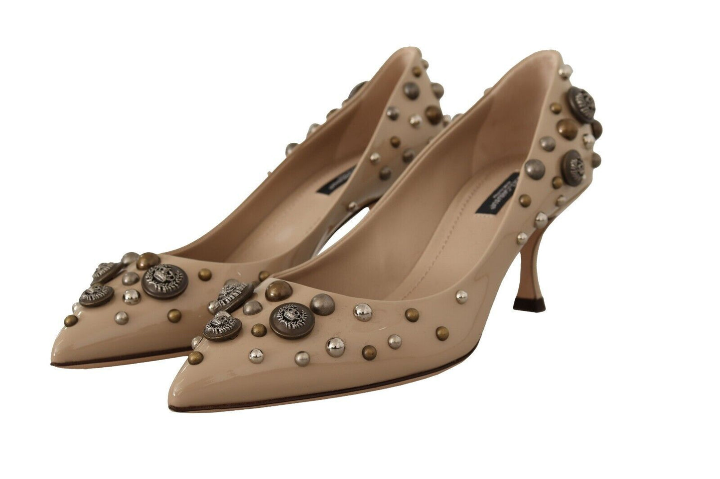 Dolce & Gabbana Chic Beige Leather Pumps with Kitten Heels