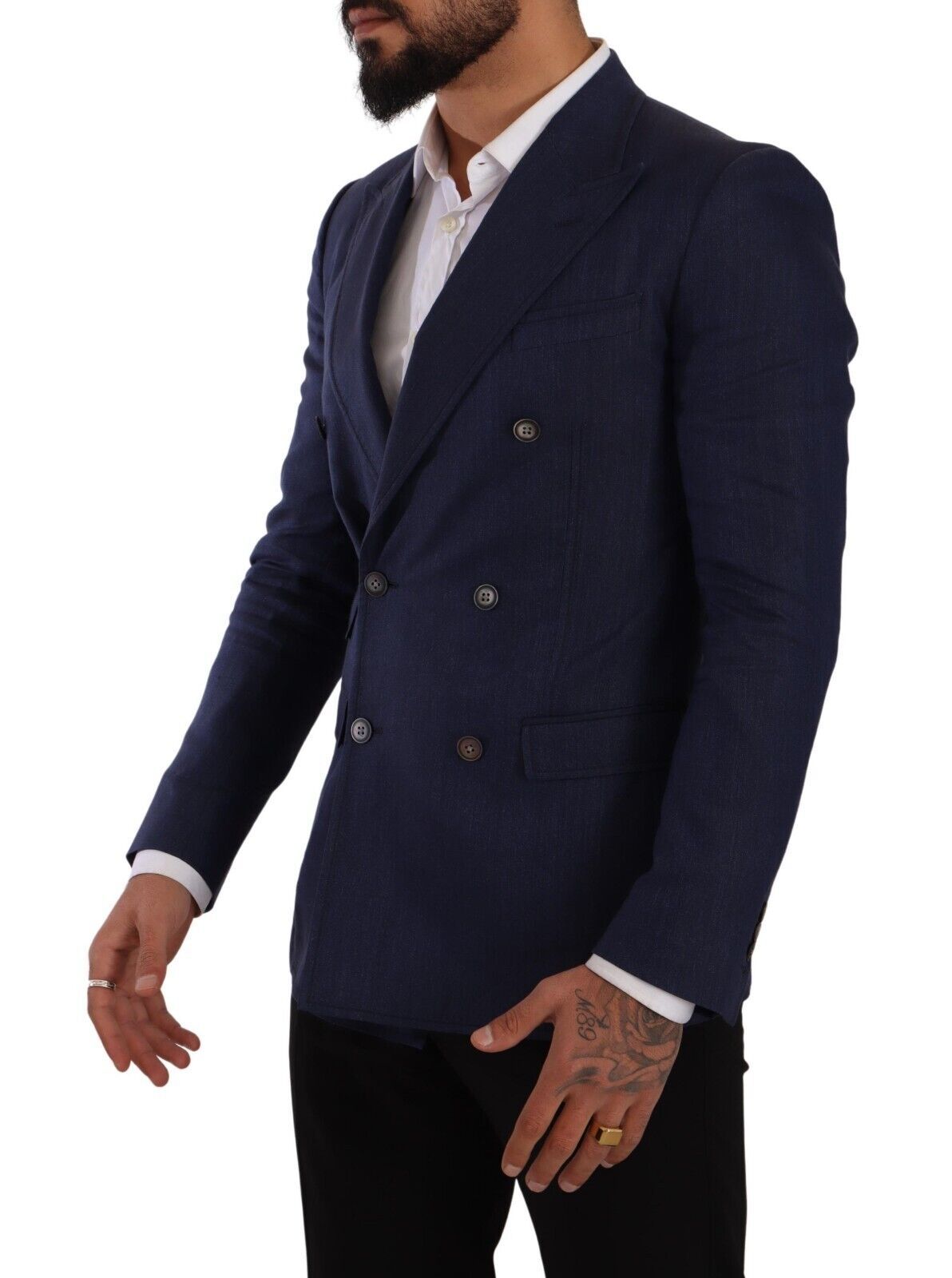 Dolce & Gabbana Elegant Slim Fit Silk Blend Blazer in Blue