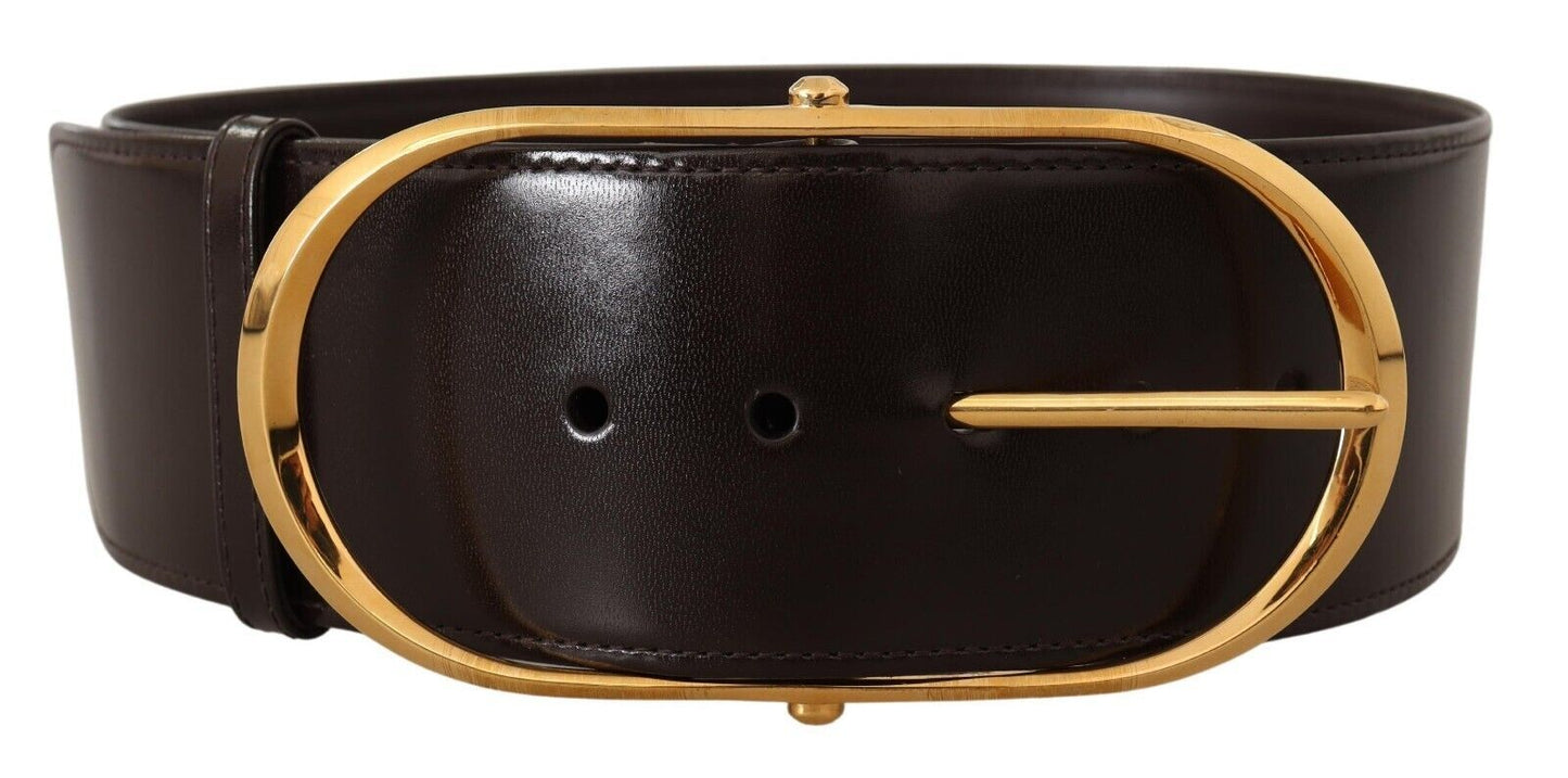 Dolce & Gabbana Elegant Leather Belt with Gold Oval Buckle