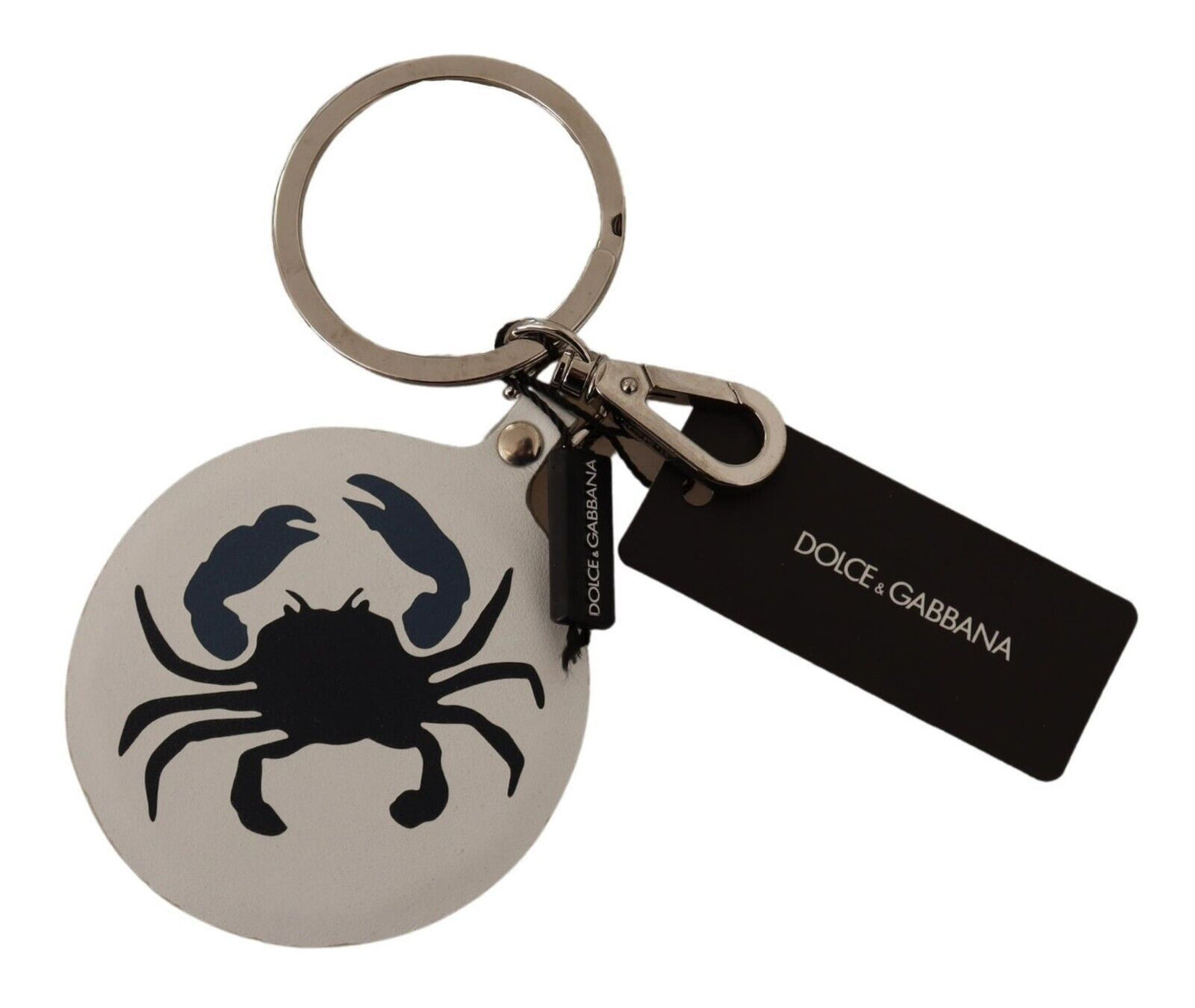 Dolce & Gabbana Elegant White Leather Keychain