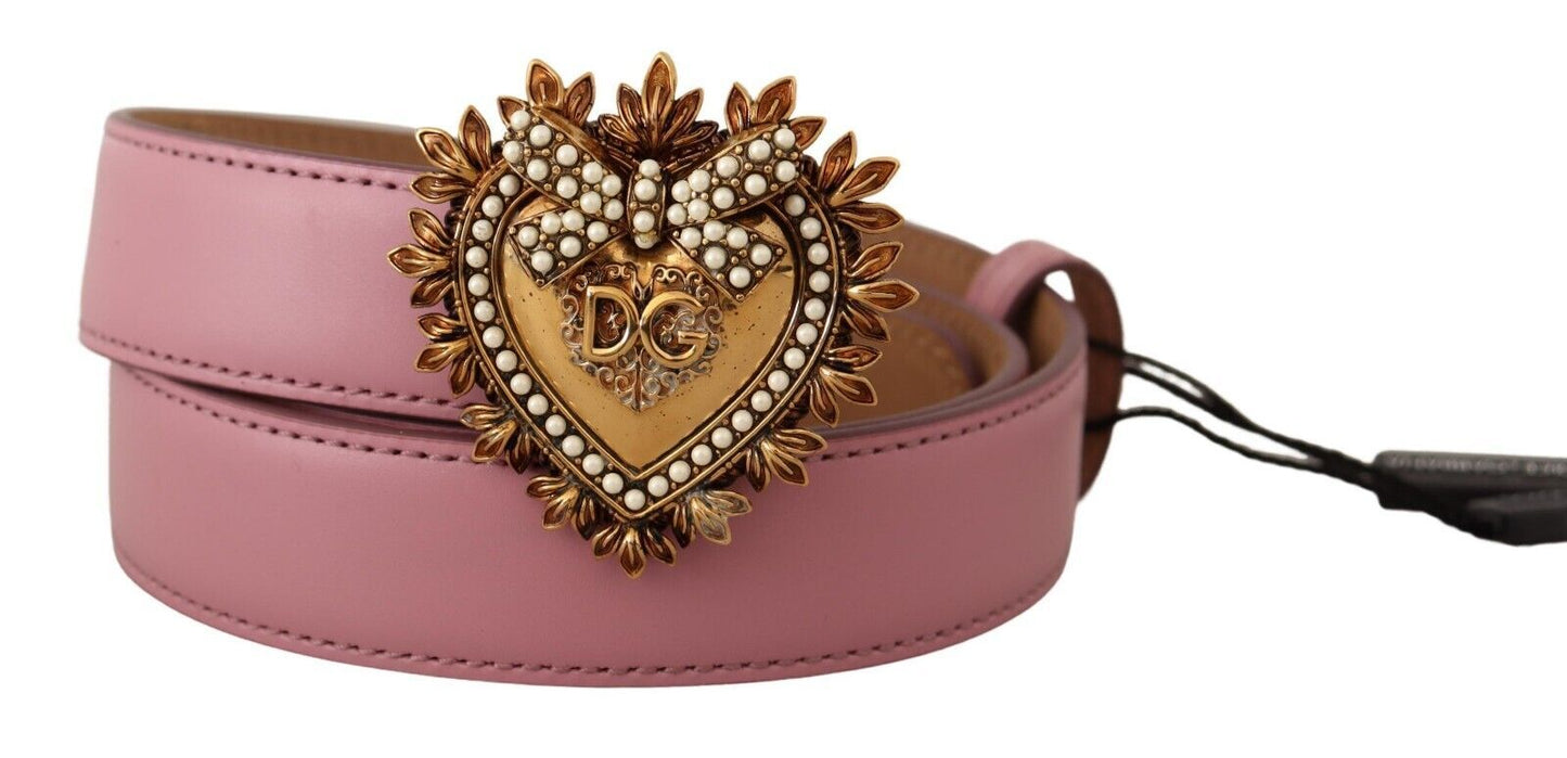 Dolce & Gabbana Elegant Pink Patent Heart Buckle Belt