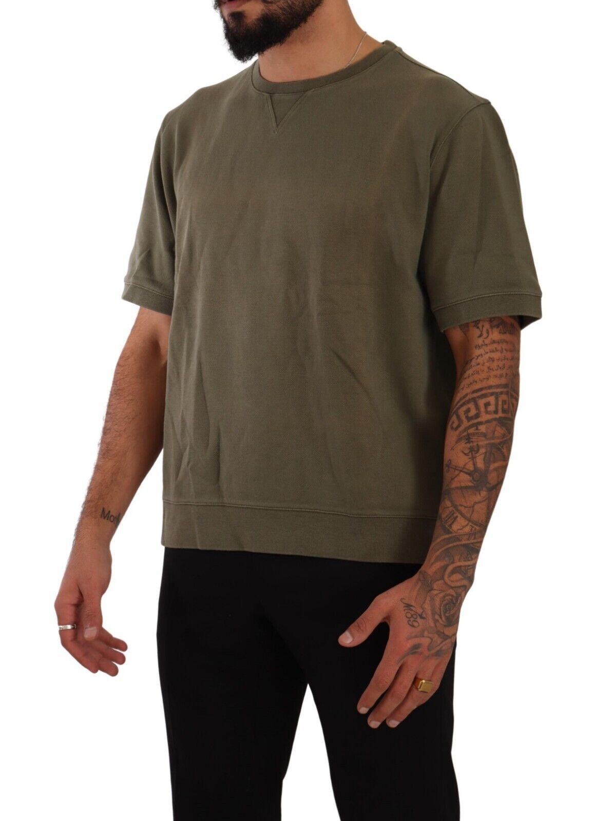 Paolo Pecora Milano Army Green Crew Neck Cotton Tee