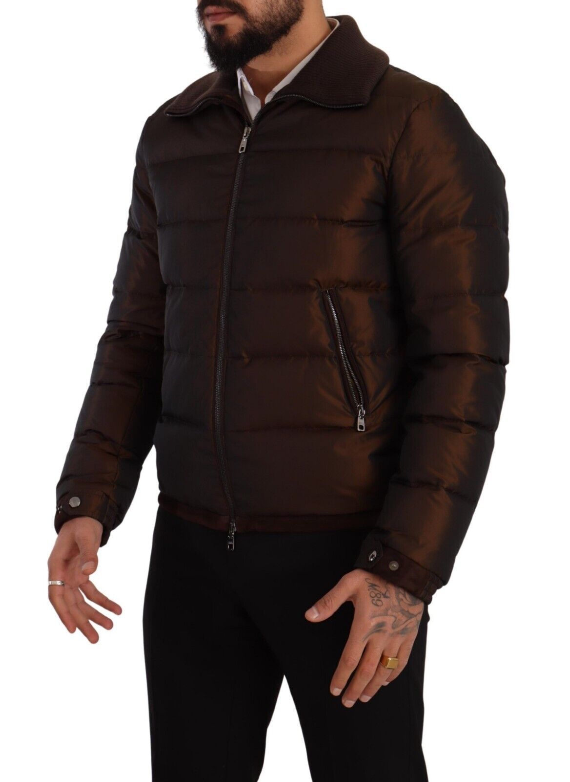 Dolce & Gabbana Elegant Brown Quilted Puffer Jacket