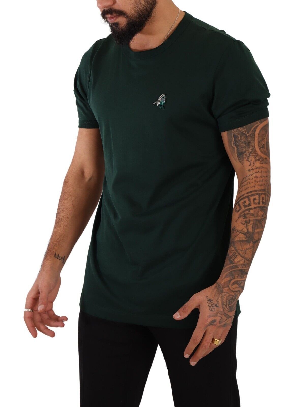 Dolce & Gabbana Elegant Dark Green Crew Neck Tee