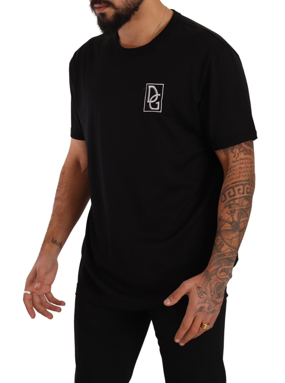 Dolce & Gabbana Elegant Black Logo Embroidered Cotton Tee