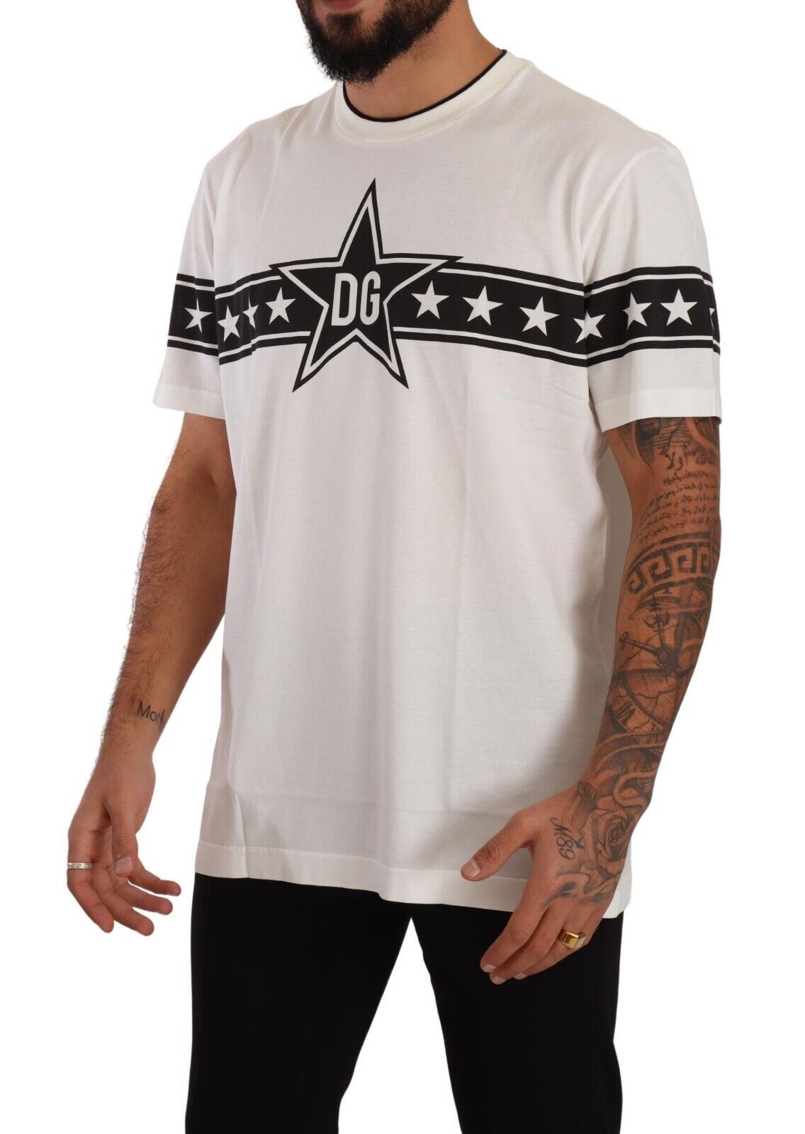 Dolce & Gabbana Stellar White Crew Neck Tee with Logo Detail