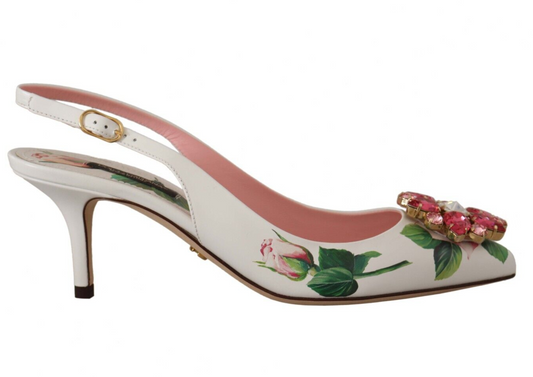 Dolce & Gabbana Ethereal Floral Embellished Slingback Heels