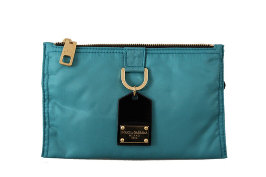 Dolce & Gabbana Chic Blue-Green Nylon Sling Wallet