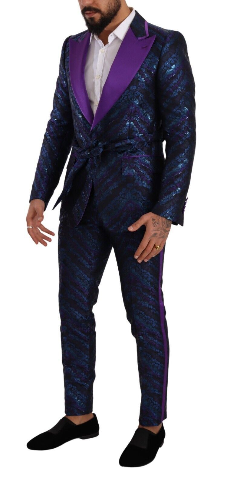 Dolce & Gabbana Metallic Blue Slim Fit Designer Suit