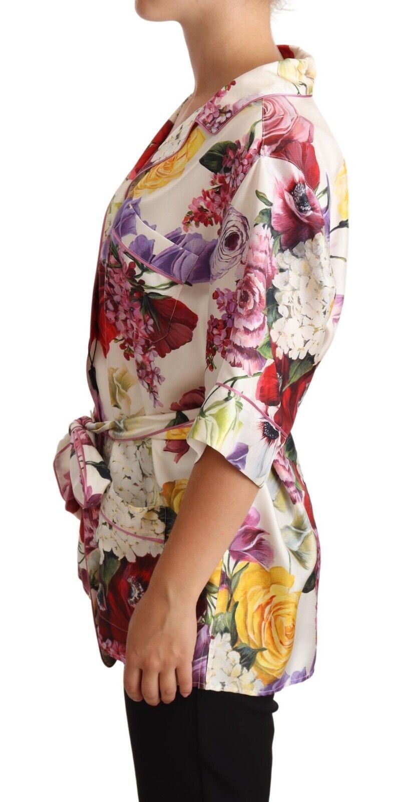 Dolce & Gabbana Elegant Silk Floral Pajama-Style Blouse