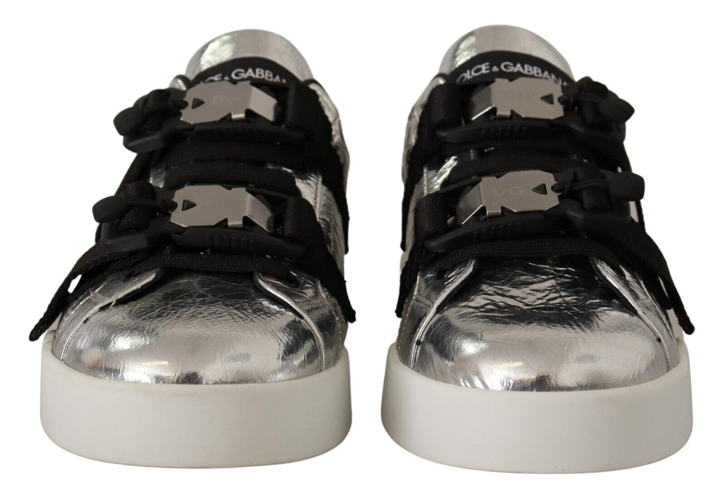 Dolce & Gabbana Elegant Black Silver Low Top Sneakers