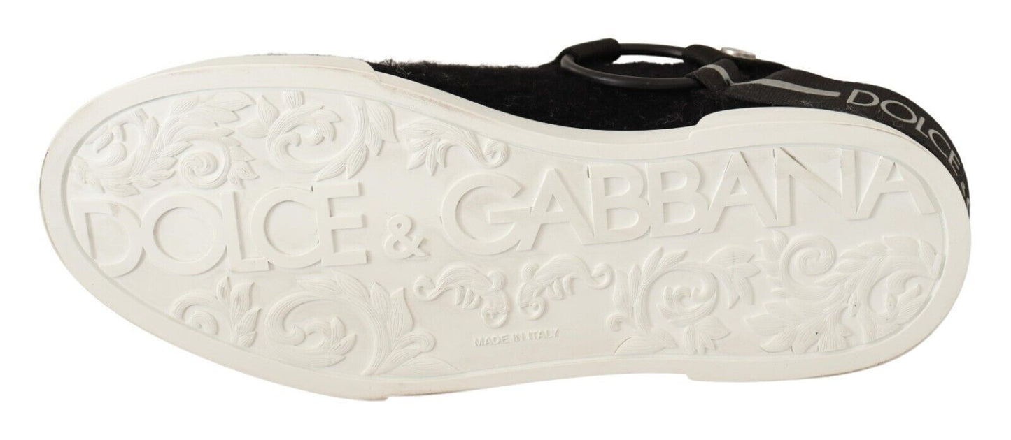 Dolce & Gabbana Elegant Shearling-Lined Leather Sneakers