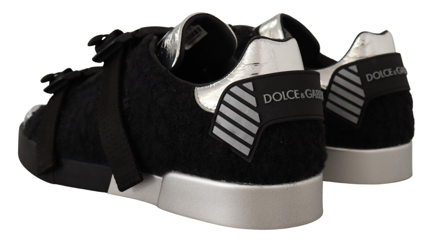 Dolce & Gabbana Elegant Shearling-Trimmed Leather Sneakers