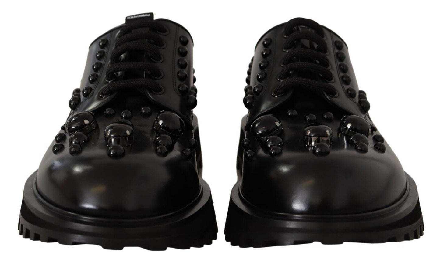 Dolce & Gabbana Elegant Black Crystal-Embellished Derby Shoes