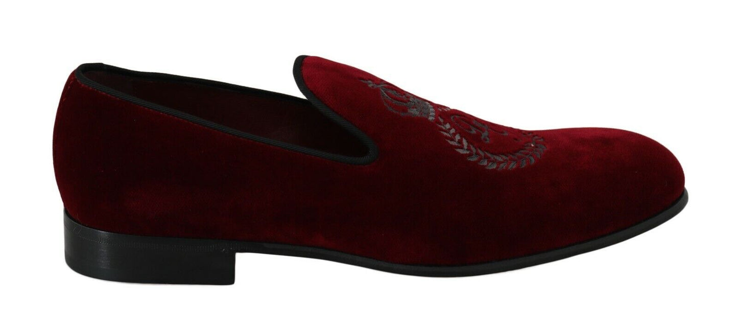 Dolce & Gabbana Elegant Bordeaux Velvet Loafers