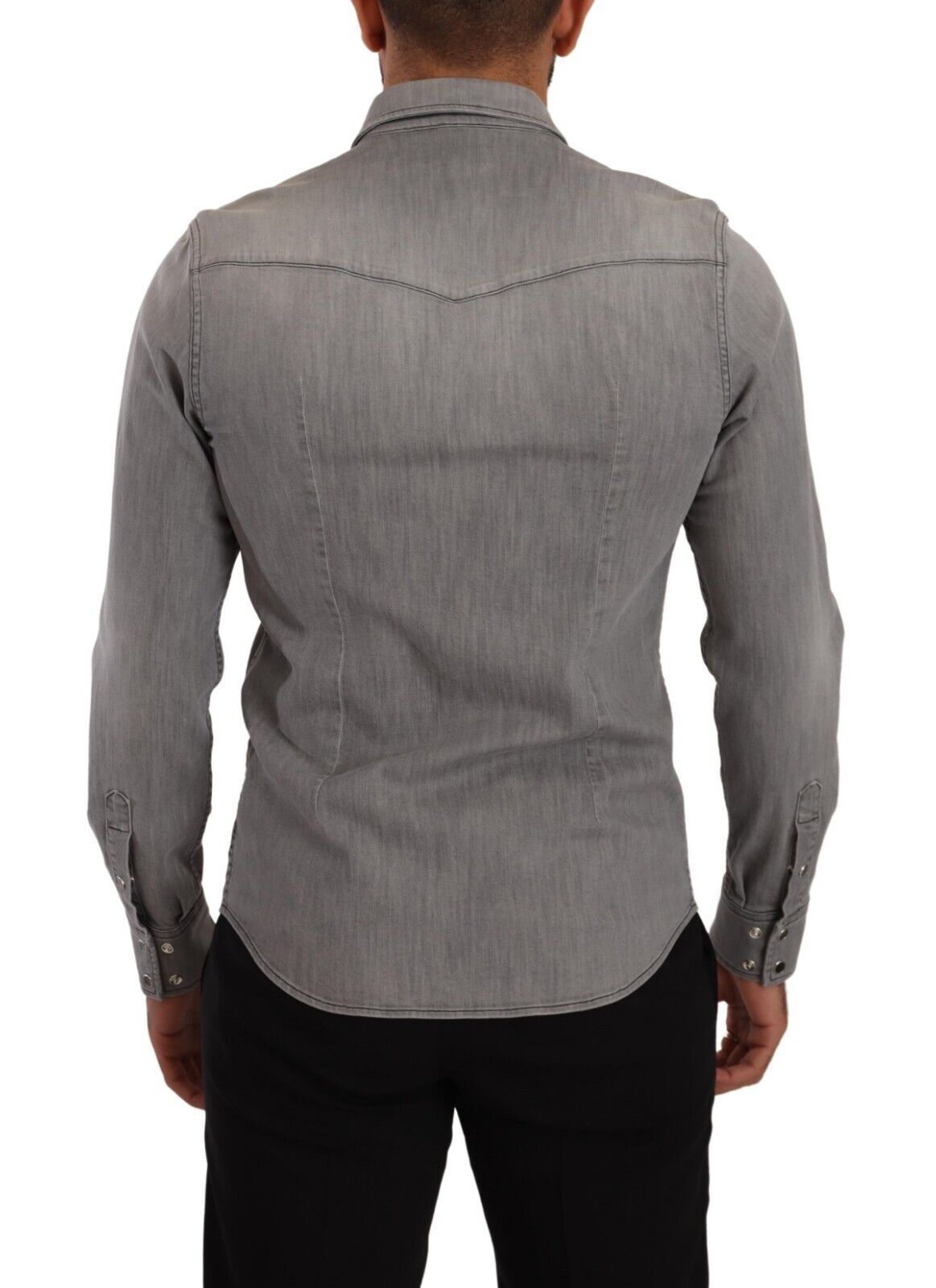 Dolce & Gabbana Sleek Gray Cotton Slim Fit Denim Shirt