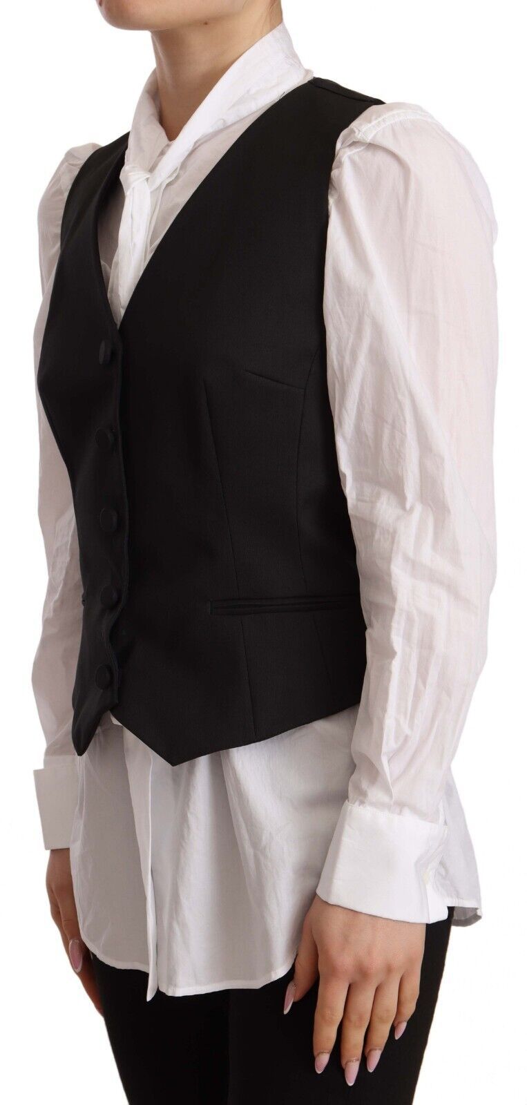 Dolce & Gabbana Elegant Silk Blend Black Vest Top