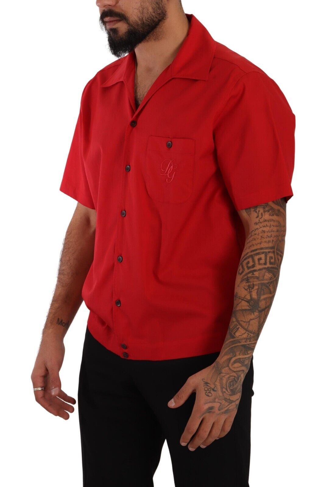 Dolce & Gabbana Radiant Red Cotton Button-Down Shirt