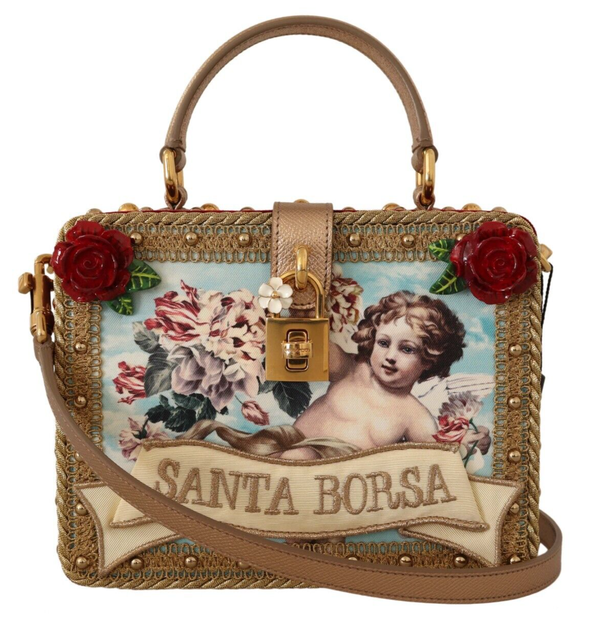 Dolce & Gabbana Opulent Gold and Bordeaux Box Shoulder Bag