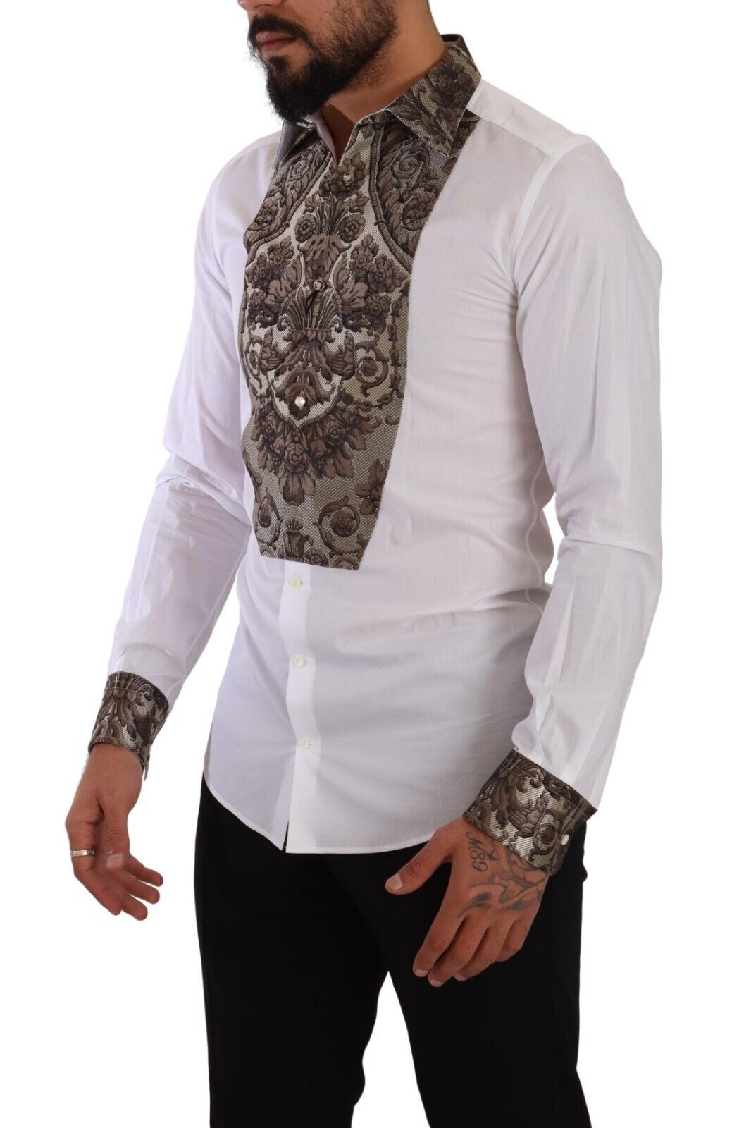 Dolce & Gabbana Elegant White Jacquard Dress Shirt