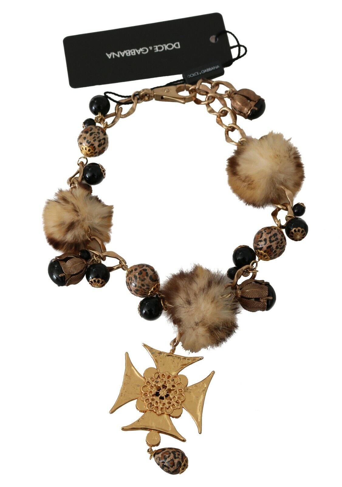 Dolce & Gabbana Elegant Gold Plated Crystal Charm Necklace