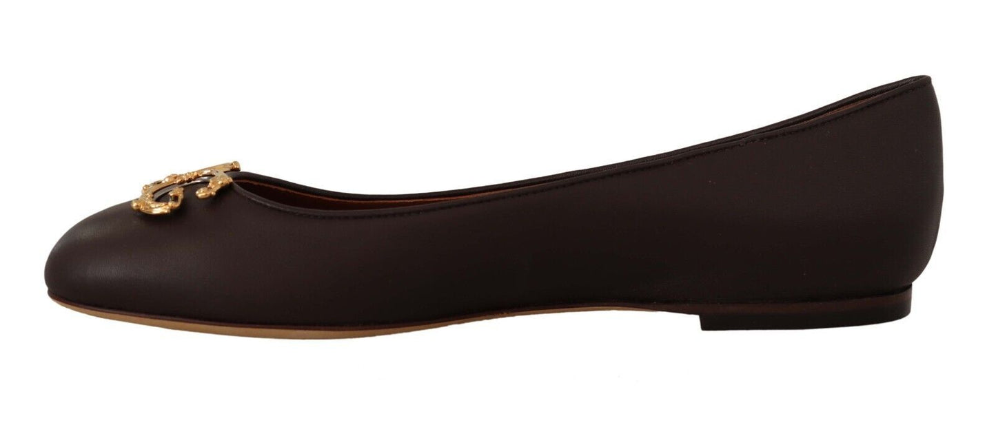 Dolce & Gabbana Elegant Leather Loafer Flats in Brown