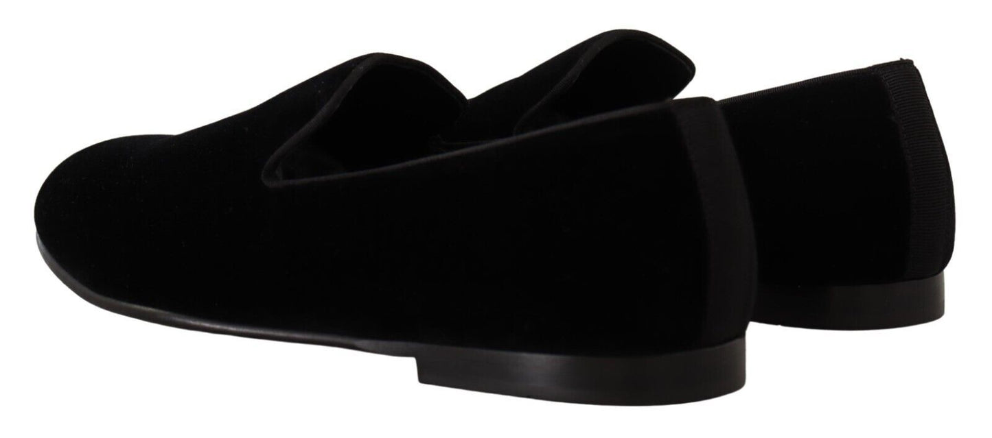 Dolce & Gabbana Elegant Black Velvet Loafers