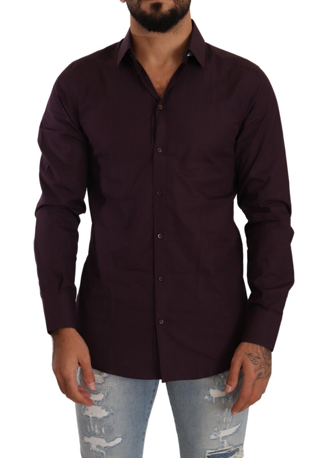 Dolce & Gabbana Elegant Purple Cotton Dress Shirt